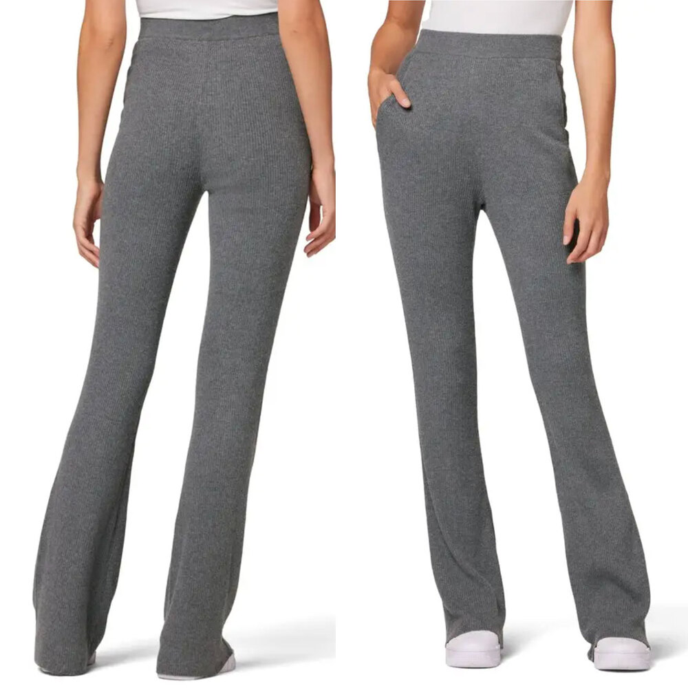 FAVORITE DAUGHTER NWT Knit Ribbed Wool Blend Flare Pants in Storm Cloud Size XL